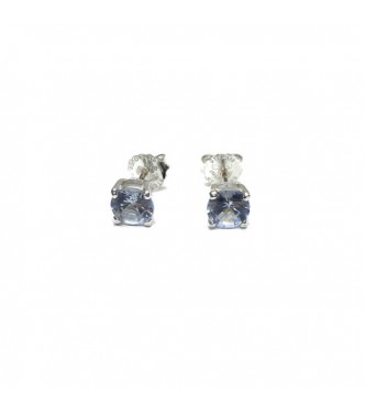 E000869 Sterling Silver Earrings Studs With 5.5mm Cubic Zirconia Solid Hallmarked 925